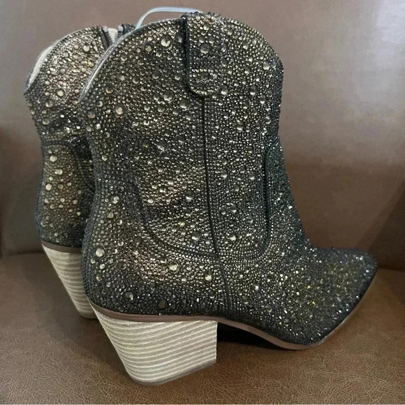 Betsy Johnson Chocolate Brown Rhinestone Boots - Picture 8 of 9